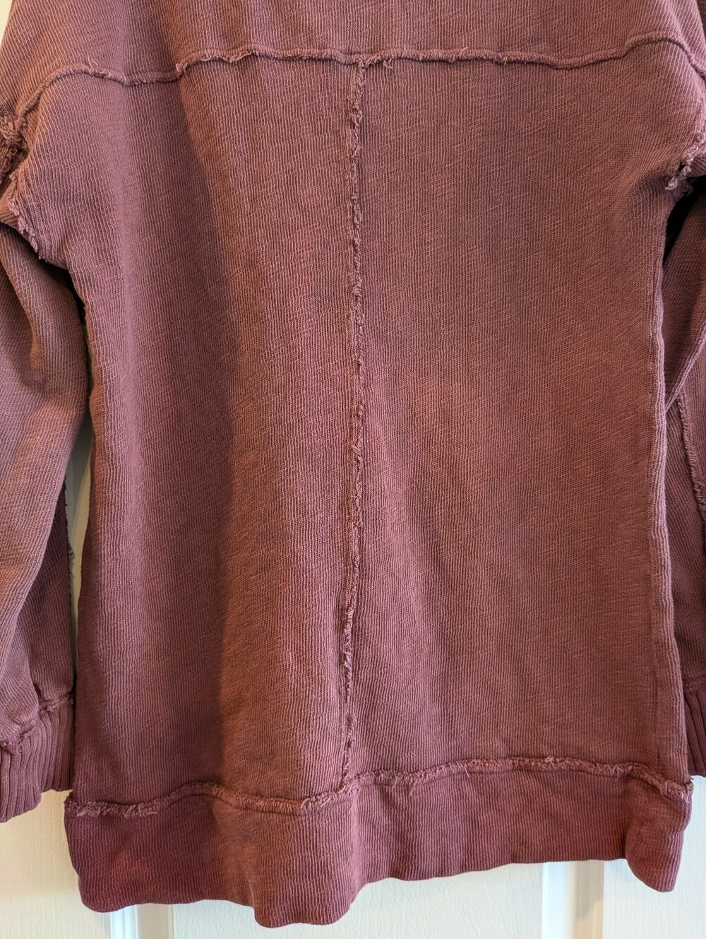 Anthropologie Pilcro Oversized Sweatshirt Red Burgundy Bohemian Distressed Sz S - Picture 13 of 16